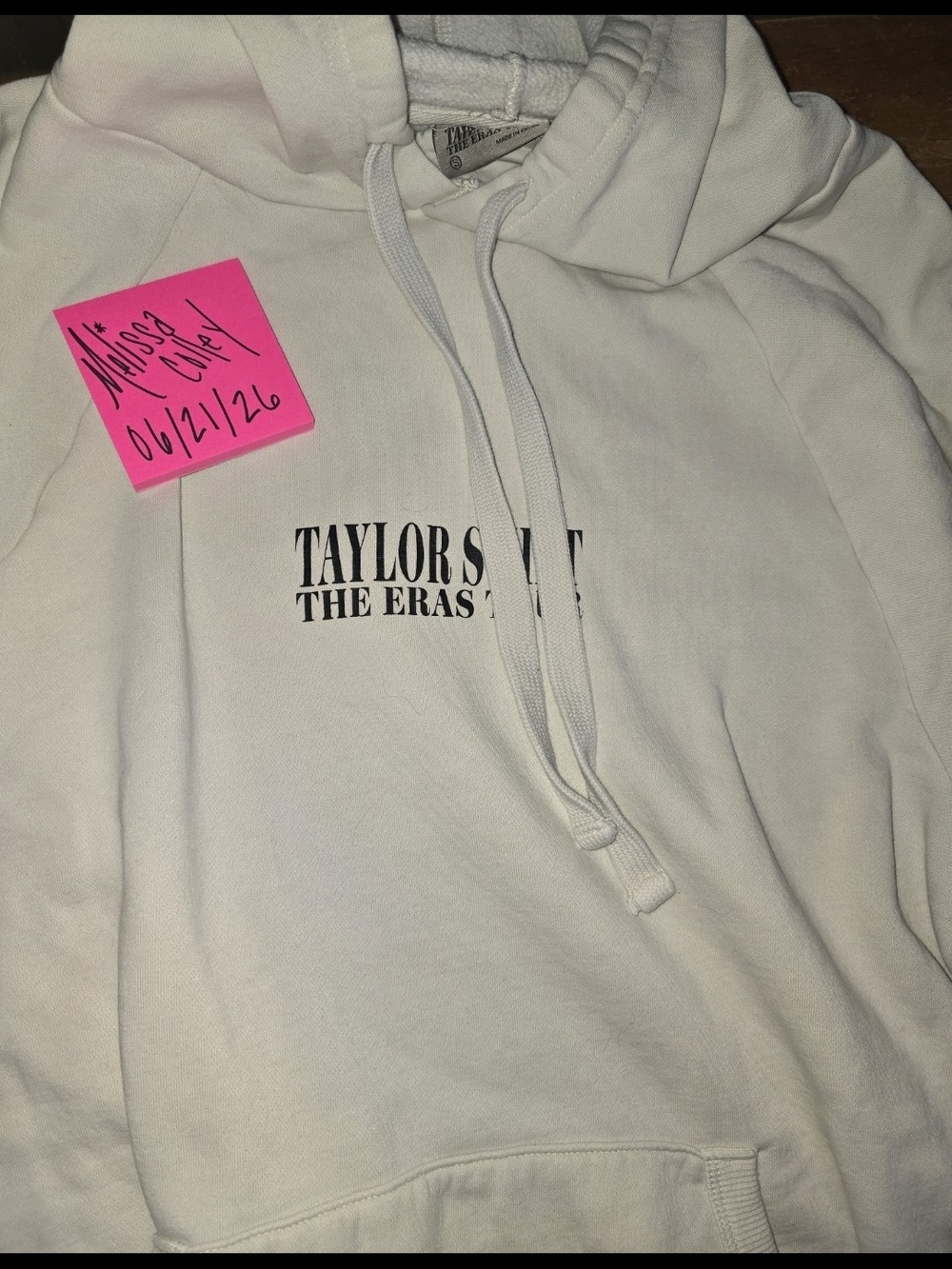 Taylor Swift White Pullover Hoodie with Black Tour Logo